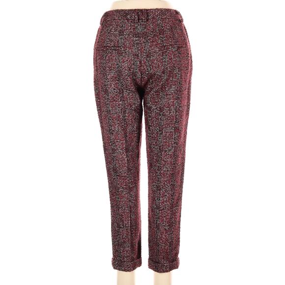 Vintage Benetton Burgundy Nubby Plaid Tweed Tapered Trousers 30 - Picture 1 of 7
